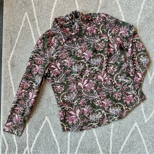 Chadwicks Brown and Pink Floral Damask Fitted Button Down Shirt